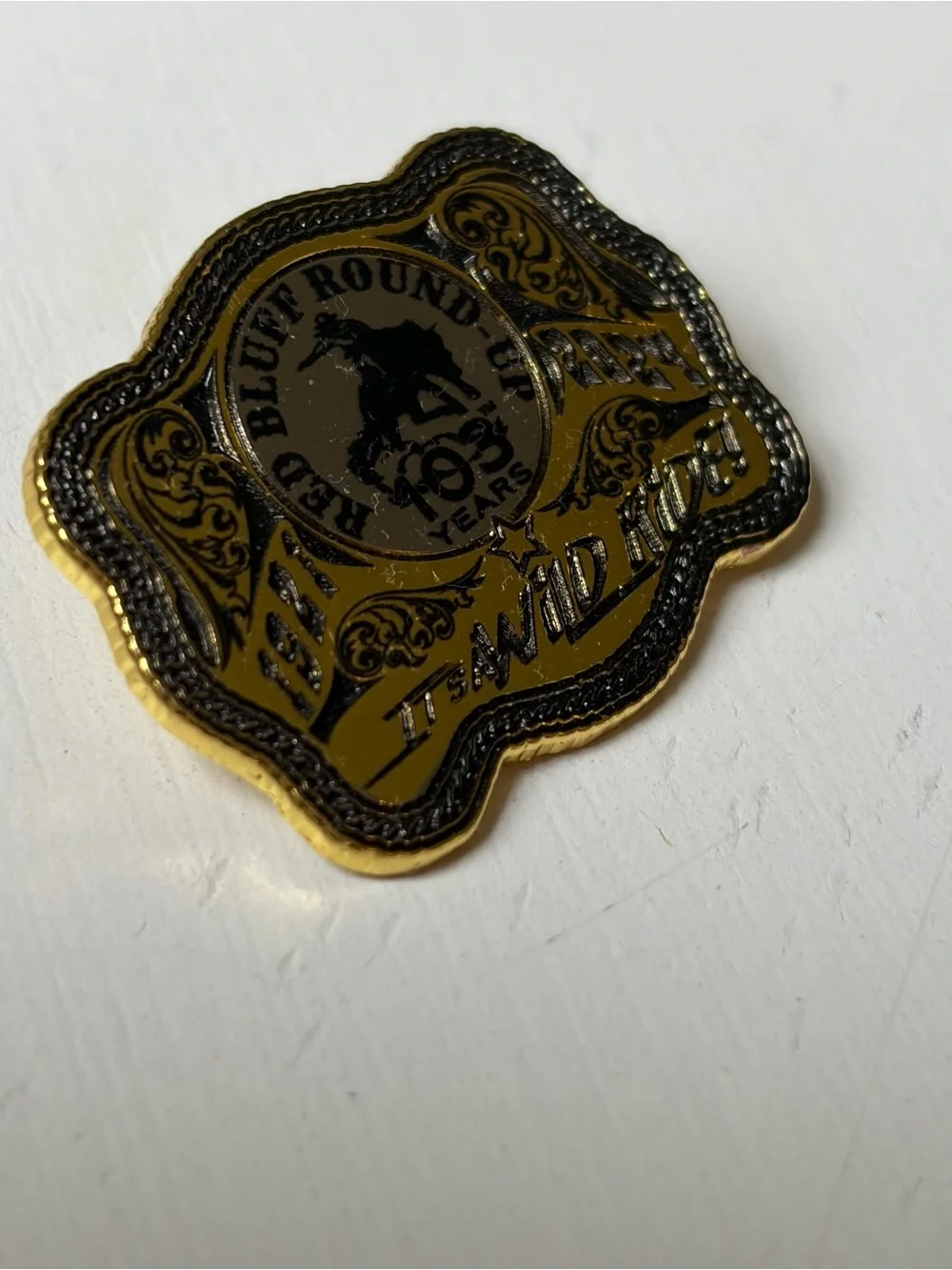 Symbol Arts Ogden Utah Western Wild Ride Gold-Tone Rodeo Tac Hat Lapel Pin